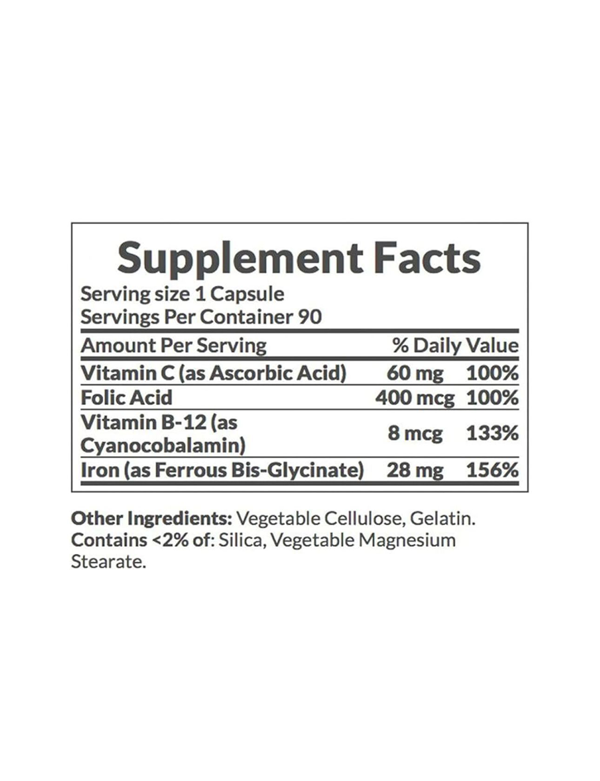 Nature’s Bounty Gentle Iron Supplement – 90 Capsules Each) | 28mg Iron with Folic Acid & B12 for Red Blood Cell Support