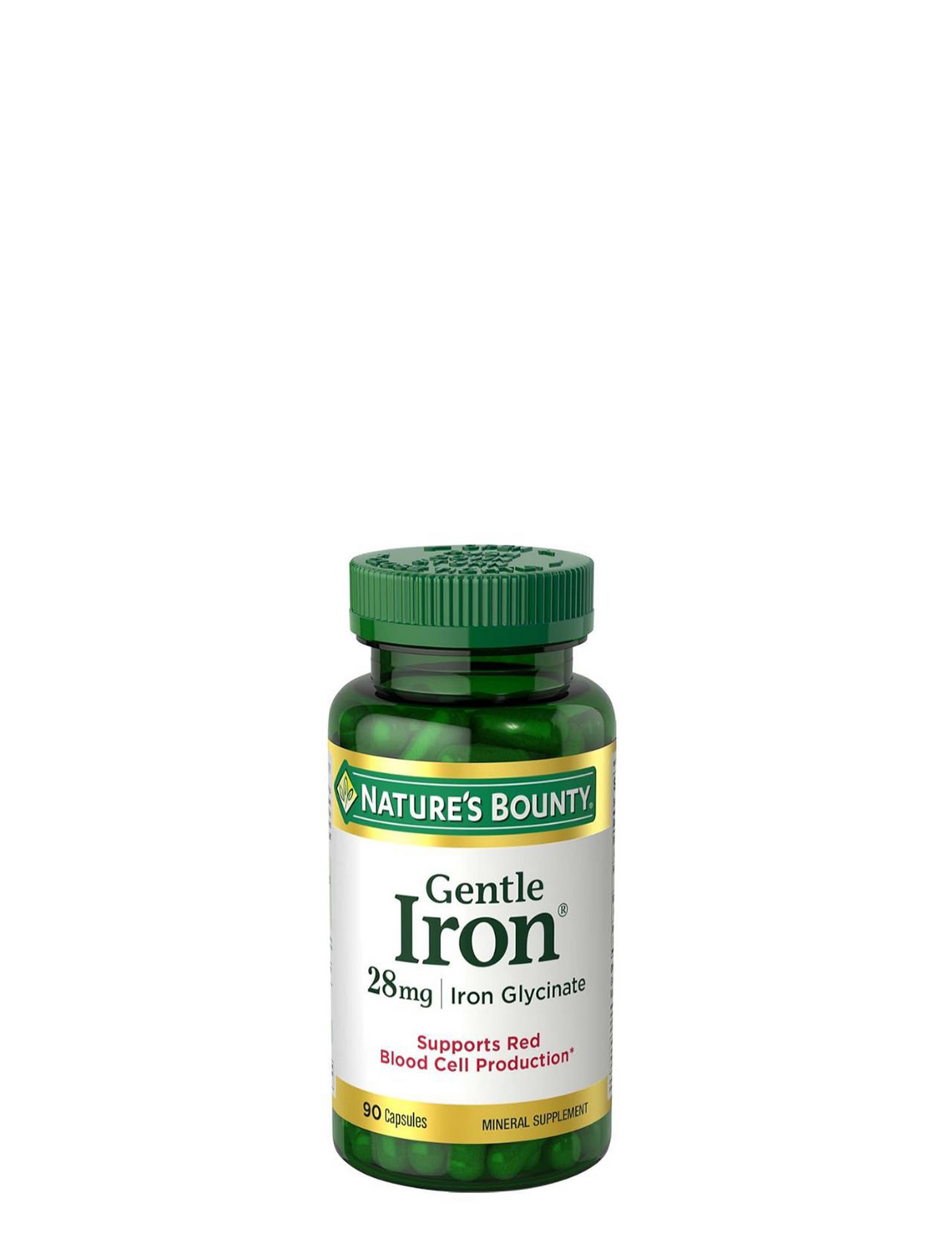 Nature’s Bounty Gentle Iron Supplement – 90 Capsules Each) | 28mg Iron with Folic Acid & B12 for Red Blood Cell Support